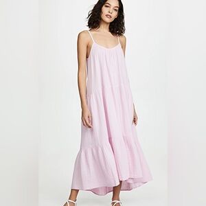 XIRENA • Ruby dress tiered soft cotton gauze pink XS